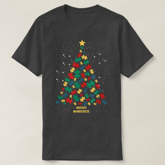 Autism Awareness Julgran Autism jul C T Shirt (Design framsida)
