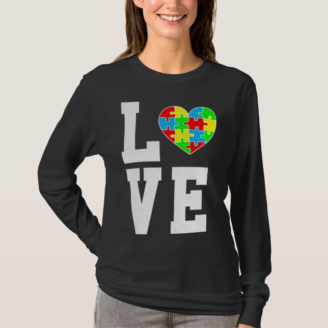 Autism Awareness Kärlek Autism Heart Family Suppor T Shirt (Framsida)