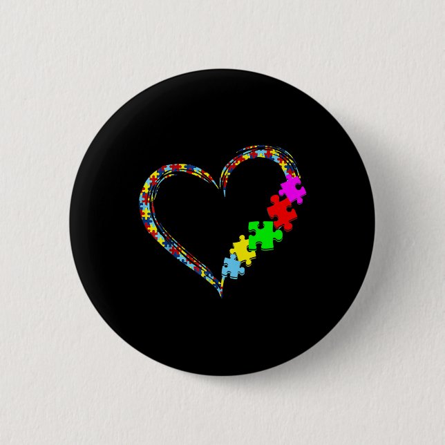 Autism Awareness Kärlek Heart Puzzle Biet Gift Man Knapp (Framsida)