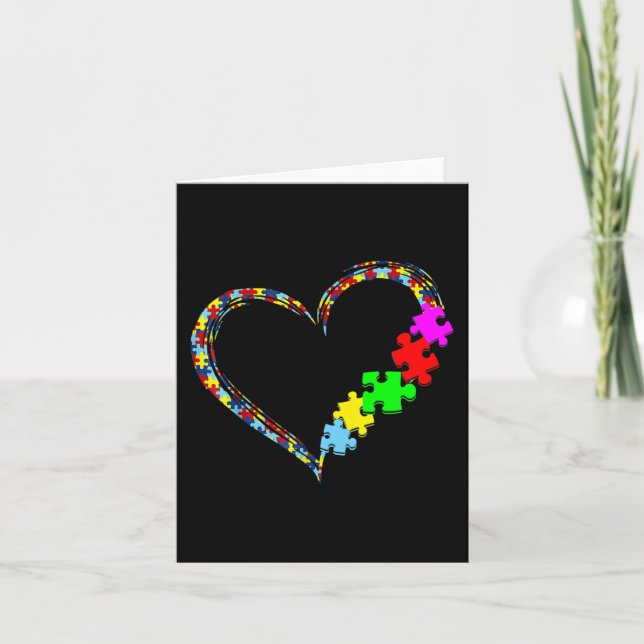 Autism Awareness Kärlek Heart Puzzle Biet Gift Man Kort (Framsida)