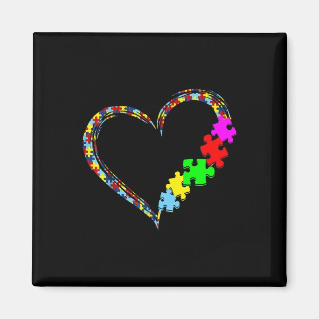 Autism Awareness Kärlek Heart Puzzle Biet Gift Man Magnet (Framsidan)