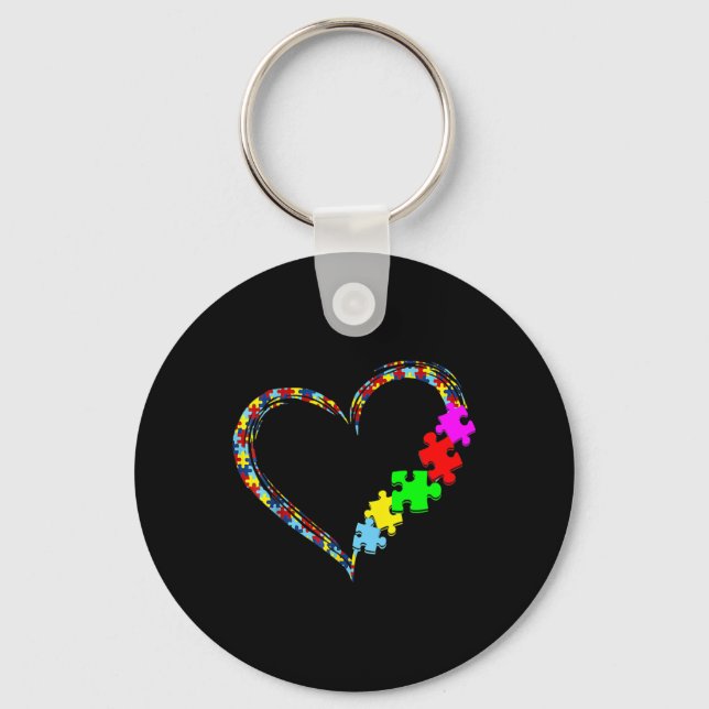 Autism Awareness Kärlek Heart Puzzle Biet Gift Man Nyckelring (Framsida)