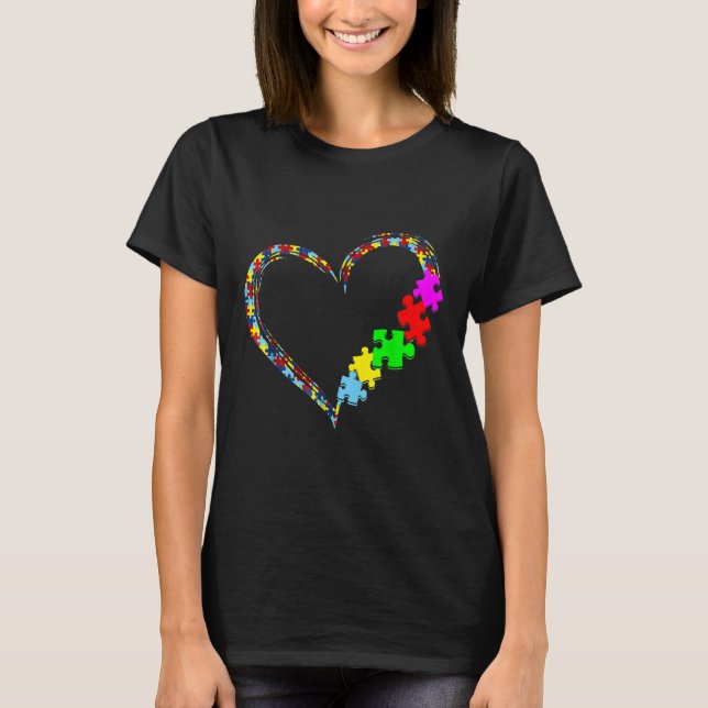 Autism Awareness Kärlek Heart Puzzle Biet Gift Man T Shirt (Framsida)