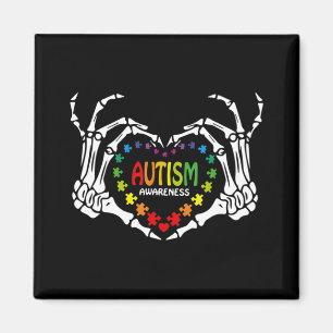 Autism Awareness Kärlek Heart Puzzle Biet Skull Magnet