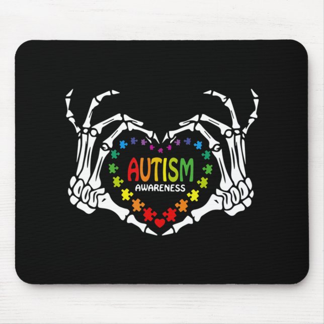 Autism Awareness Kärlek Heart Puzzle Biet Skull Musmatta (Framsidan)