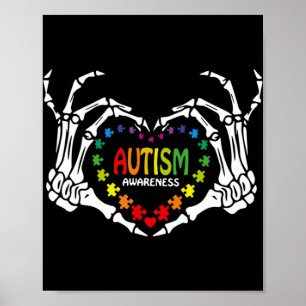 Autism Awareness Kärlek Heart Puzzle Biet Skull Poster
