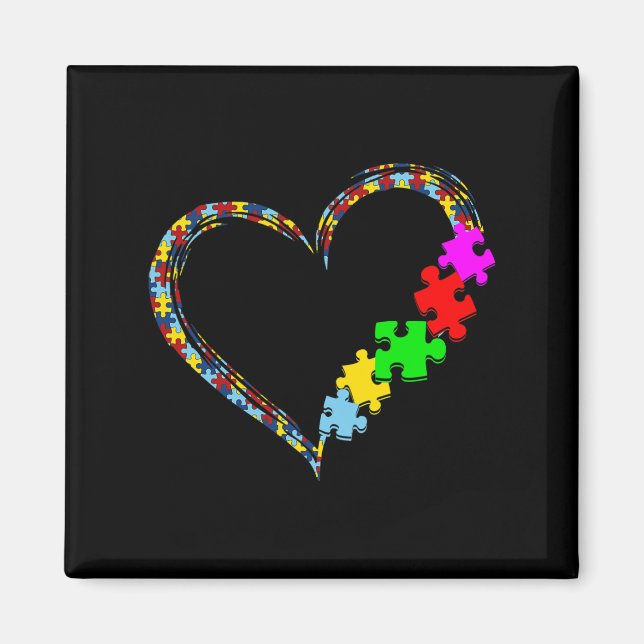 Autism Awareness Kärlek Heart Puzzle Biet Valentin Magnet (Framsidan)