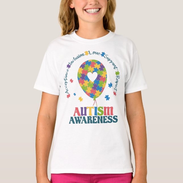 Autism Awareness kärlek Puzzle hjärta T Shirt (Framsida)