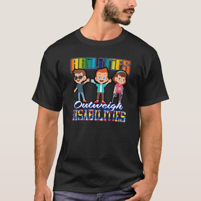 Autism Awareness Kids Abilities Outweigh Disabilit T Shirt (Framsida)