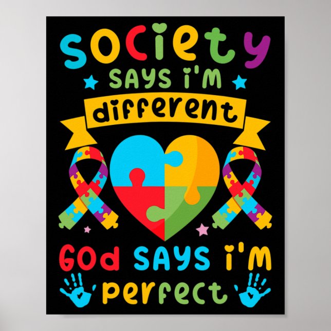 Autism Awareness Kids Boys Gud säger att jag är Pe Poster (Framsidan)
