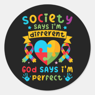 Autism Awareness Kids Boys Gud säger att jag är Pe Runt Klistermärke