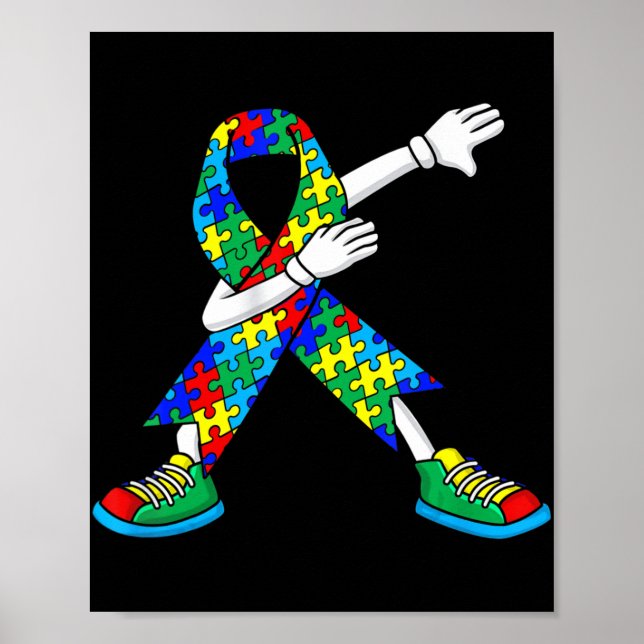 Autism Awareness Kids Boys Småbarn Dabbing Dab Da Poster (Framsidan)