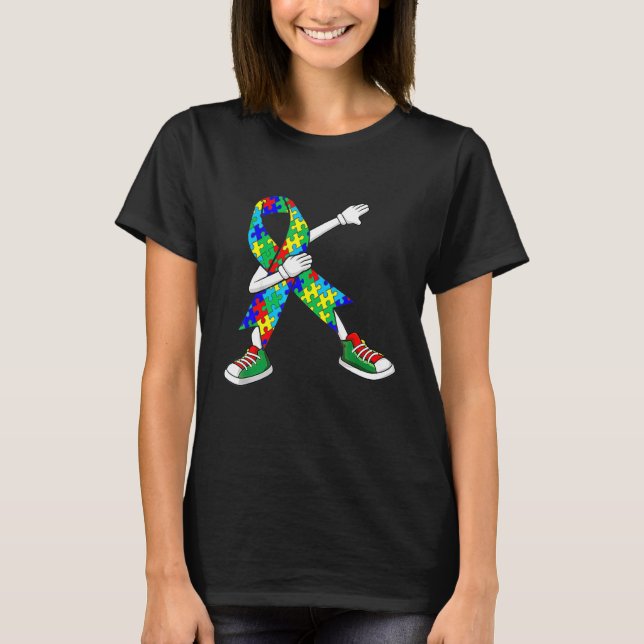 Autism Awareness Kids Dabbing Puzzle Biet Kärlek D T Shirt (Framsida)