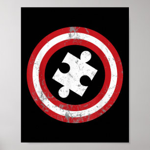 Autism Awareness Kids Manar Puzzle Superhjälte Kap Poster