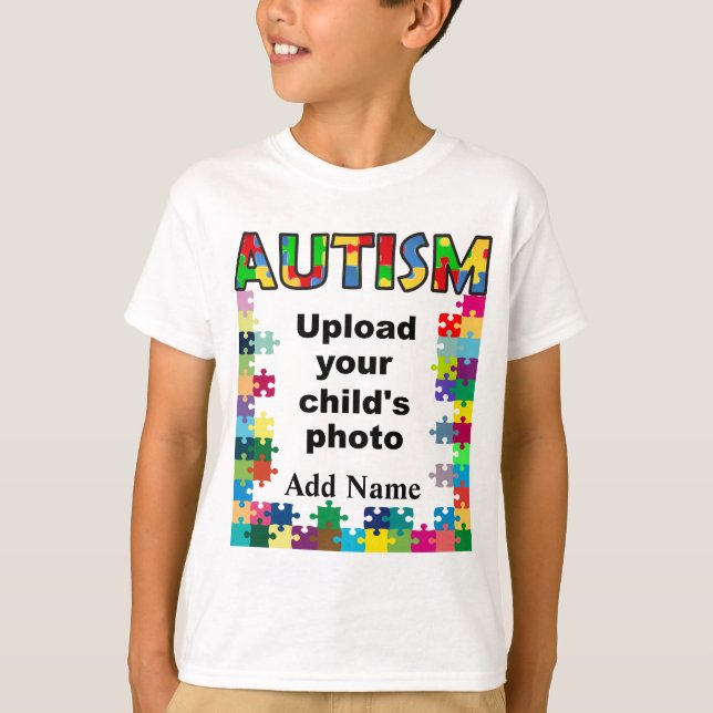 Autism Awareness Kids Shirt Puzzle Ram Anpassa Tröja (Framsida)
