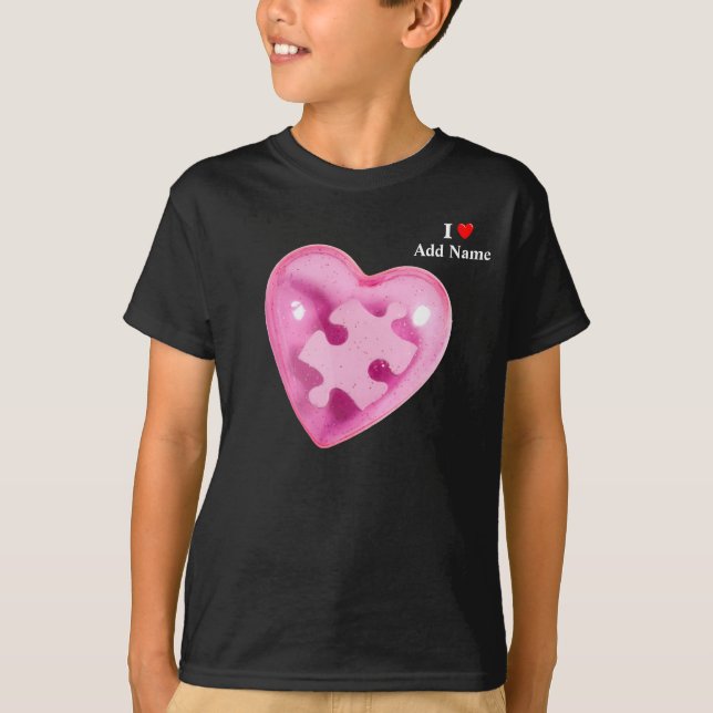 Autism Awareness Kids Shirt Rosa Heart Anpassa T-shirt (Framsida)