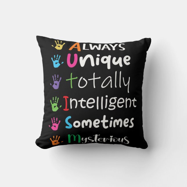 Autism Awareness Kindness  Always Unique Totally  Kudde (Framsida)
