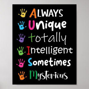 Autism Awareness Kindness Shirt Alltid Unikt Tota Poster