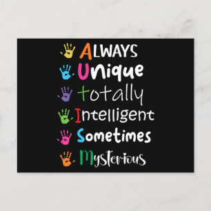Autism Awareness Kindness Shirt Alltid Unikt Tota Vykort