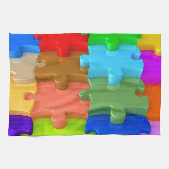 Autism Awareness Kitchen Towel Multifärgad 3DPuzzl Kökshandduk (Horisontell)