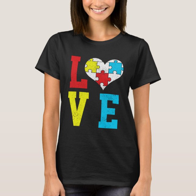 Autism Awareness LOVE Autistic Pride Asperger Prou T Shirt (Framsida)