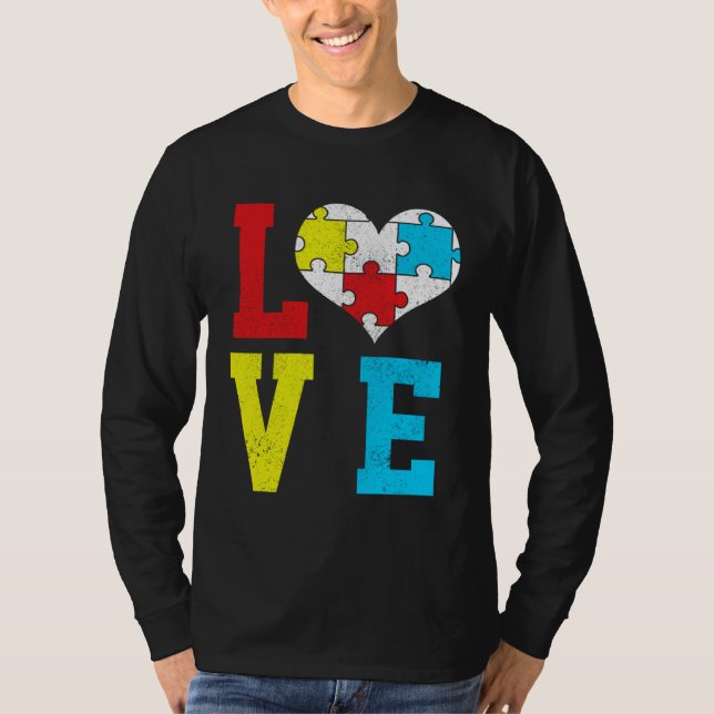 Autism Awareness LOVE Autistic Pride Asperger Prou T Shirt (Framsida)
