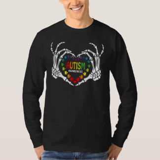 Autism Awareness Love Heart Puzzle Piece Skull T Shirt