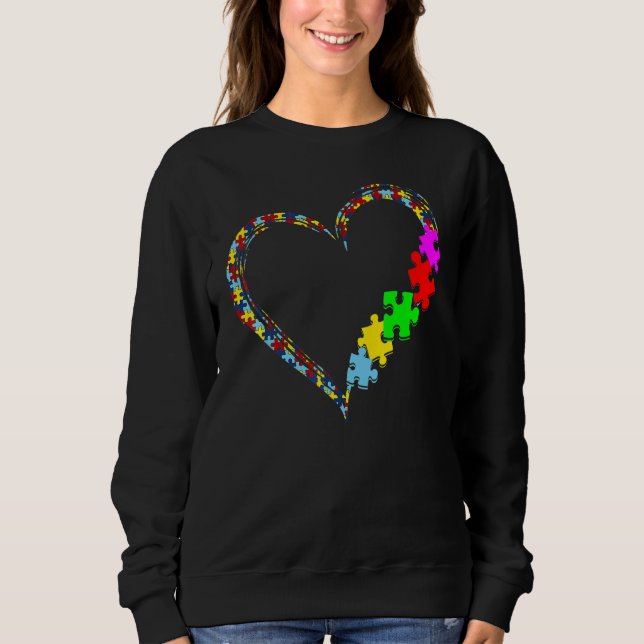 Autism Awareness Love Heart Puzzle Piece Valentine T Shirt (Framsida)