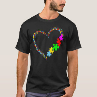 Autism Awareness Love Heart Puzzle Piece Valentine T Shirt