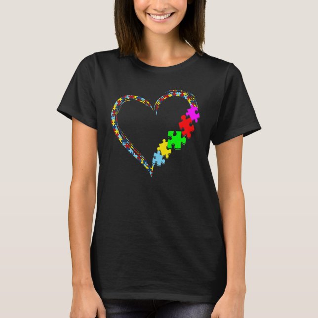 Autism Awareness Love Heart Puzzle Piece Valentine T Shirt (Framsida)