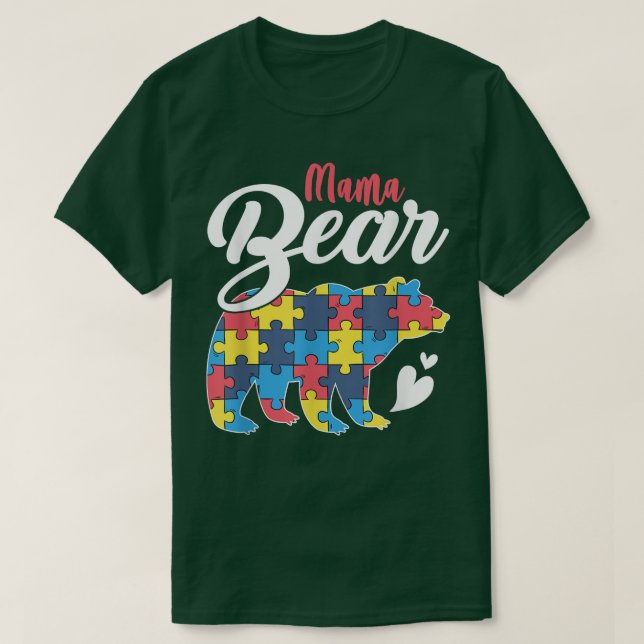 Autism Awareness Mama Bear Puzzle Piece Autistic M T Shirt (Design framsida)