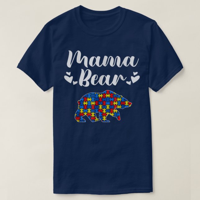 Autism Awareness Mama Bear Puzzle Piece Autistic M T Shirt (Design framsida)