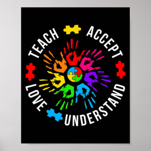Autism Awareness MAMMA Autistic Kärlek Acceptera Poster