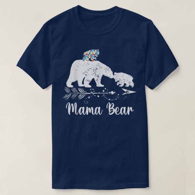Autism Awareness Mamma Bear Mamma Support Autistic T Shirt (Design framsida)