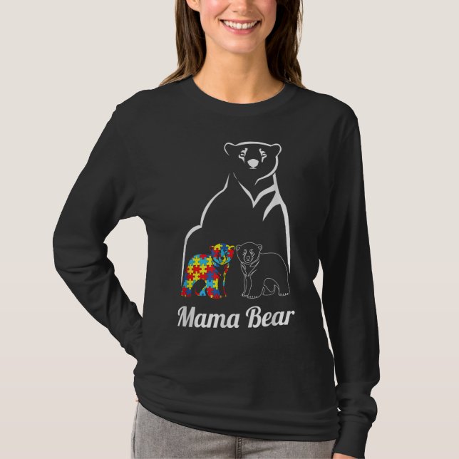 Autism Awareness Mamma Bear Mamma T Shirt (Framsida)