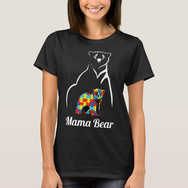 Autism Awareness Mamma Bear Mamma T Shirt (Framsida)