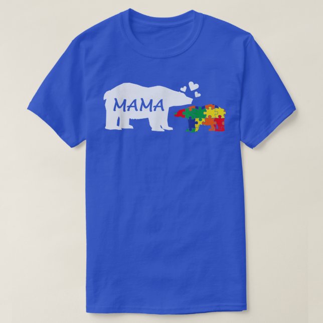 Autism Awareness Mamma Bear Puzzle Biet Autistic M T Shirt (Design framsida)