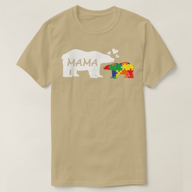 Autism Awareness Mamma Bear Puzzle Biet Autistic M T Shirt (Design framsida)