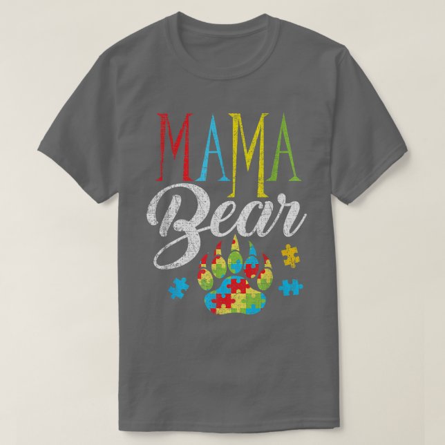 Autism Awareness Mamma Bear Puzzle Biet Premium T Shirt (Design framsida)