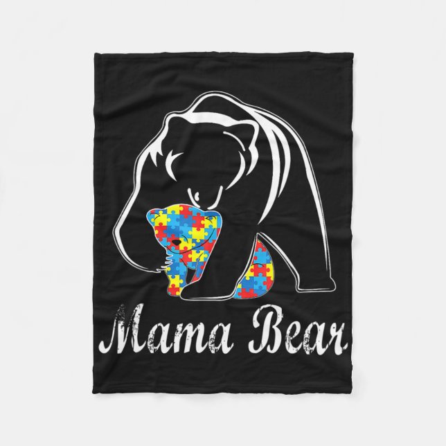 Autism Awareness Mamma Bear Support Autistic Vuxna Fleecefilt (Framsidan)
