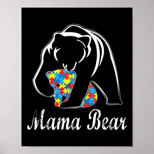 Autism Awareness Mamma Bear Support Autistic Vuxna Poster (Framsidan)