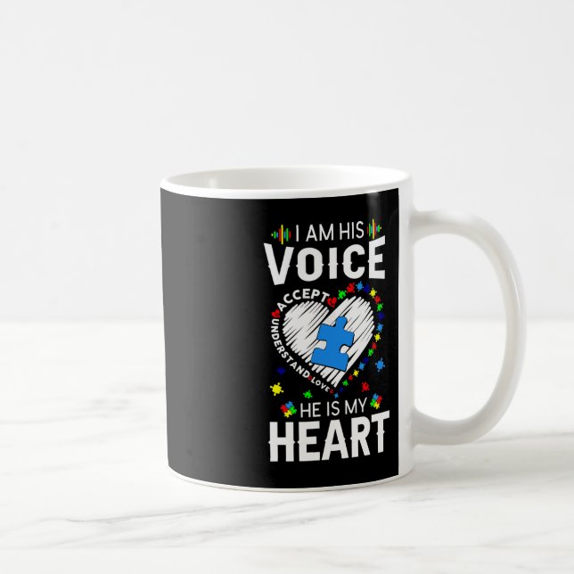 Autism Awareness Mamma, jag är hans röst han är mi Kaffemugg (Höger)