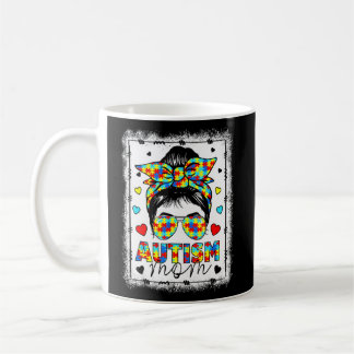 Autism Awareness Mamma Life Messy Bun Bleached Mot Kaffemugg