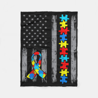 Autism Awareness Mamma Pappa USA flagga Autistic M Fleecefilt