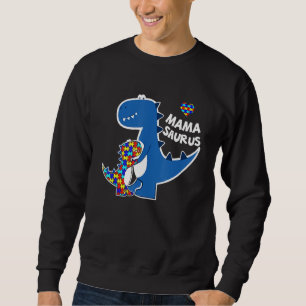 Autism Awareness Mamma Saurus Dinosaur Puzzle Matc Lång Ärmad Tröja
