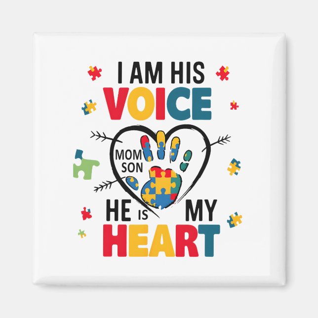Autism Awareness Mamma Shirt Jag är hans röst han  Magnet (Framsidan)