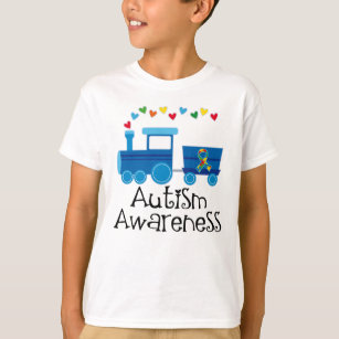 Autism Awareness Månadspussel Ribbon Tåg T Shirt