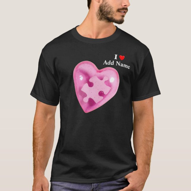Autism Awareness Manar Shirt Rosa Heart Anpassa T-shirt (Framsida)