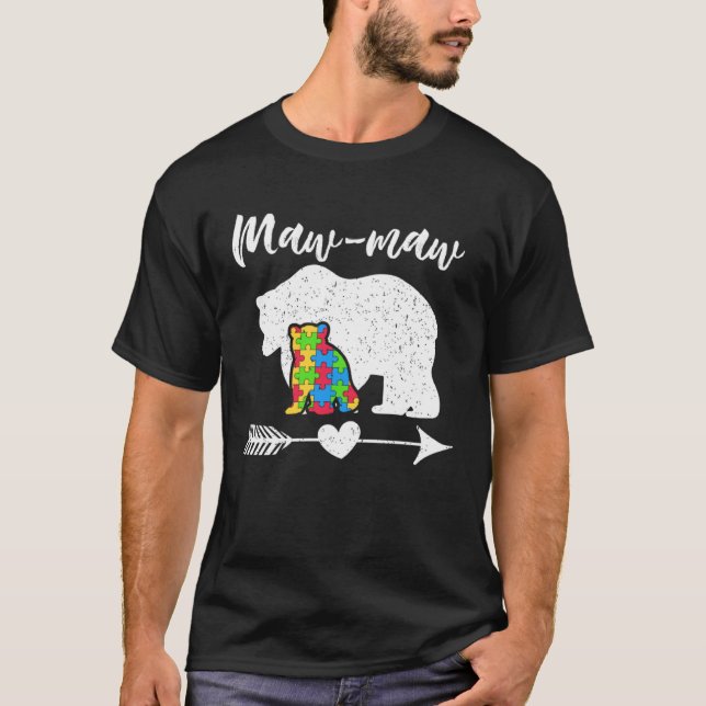 Autism Awareness Maw Maw Bear Support Autistic Par T Shirt (Framsida)