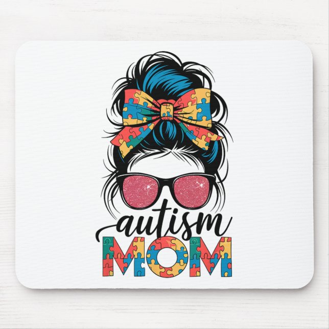 Autism Awareness Messy Bun Autism Mamma Coquette B Musmatta (Framsidan)